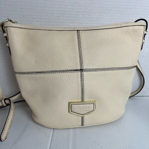 Aimee Kurstenburg Cream Crossbody Bag with Textured Leather